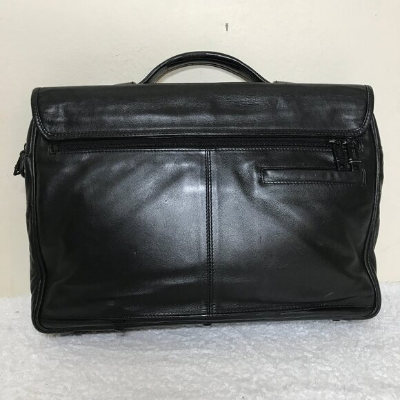 TUMI Black Leather 15" x 11" Soft Side Briefcase - Picture 2 of 16
